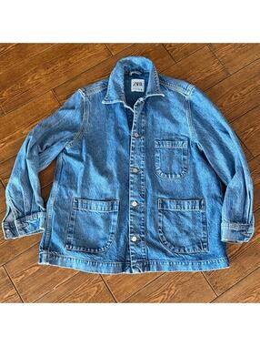 ZARA OVERSIZED BLUE DENIM JACKET L